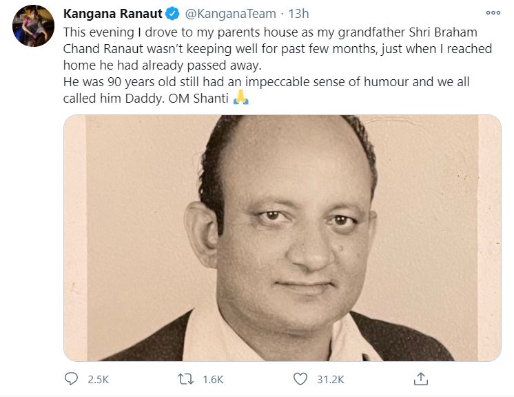 Kangana Ranaut's grandfather