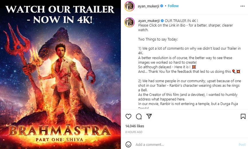 Is Ranbir Kapoor wearing shoes inside a temple in Brahmastra scene? Ayan  Mukerji issues clarification: 'Film pays respect to Indian culture…