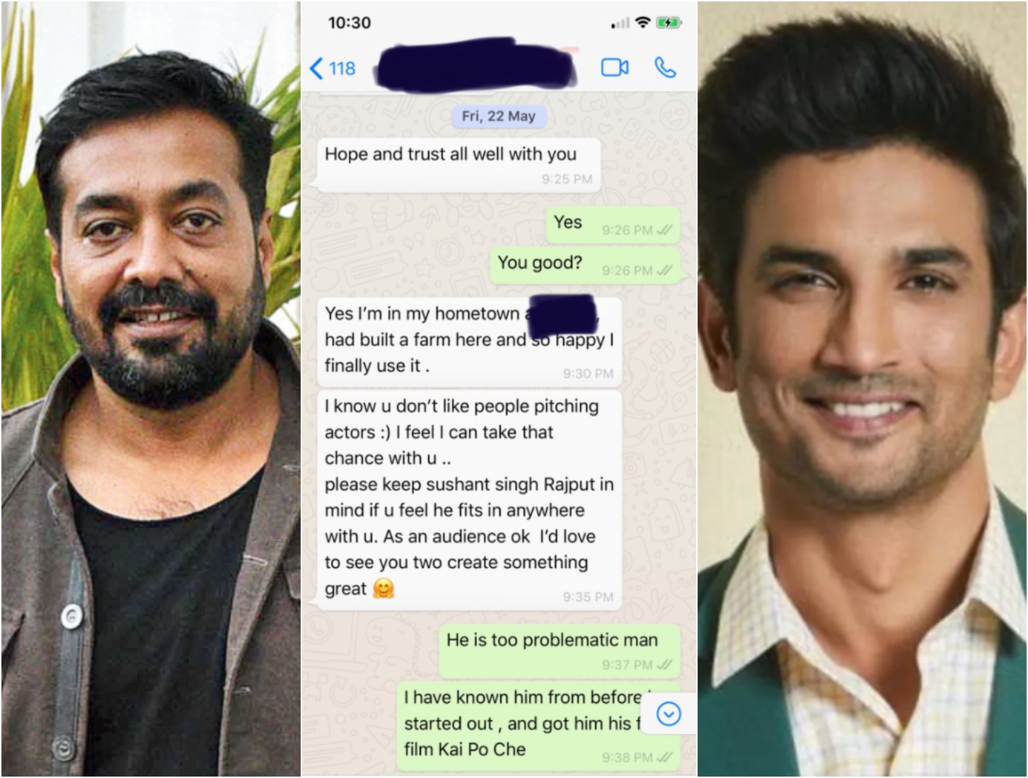 Anurag Kashyap Leaked WhatsApp chat with the manager of Sushant Singh Rajput 