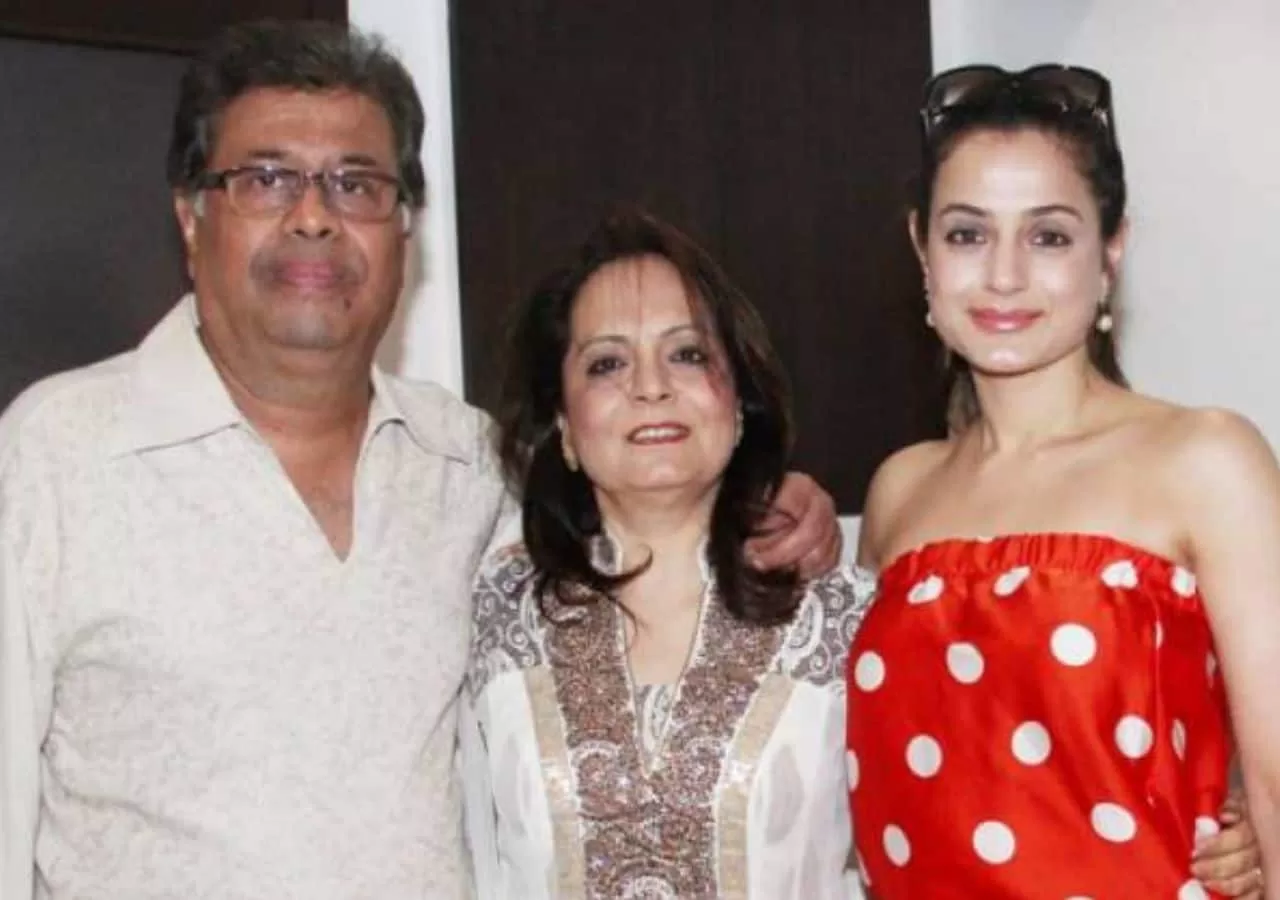 Ameesha Patel with her parents 