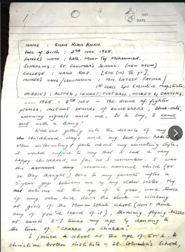Shah Rukh Khan's Old Hand-Written Essay Resurfaces On Social Media; User Says 'Destined For Success'