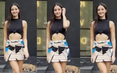 Ananya Panday Turns Heads in City Stroll with Chic Color-Blocked Skirt and Stylish Black Bodysuit – Unveiling Her Effortless Fashion Sense!