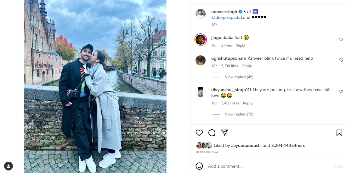 Ranveer Singh and Deepika Padukone in Brussels