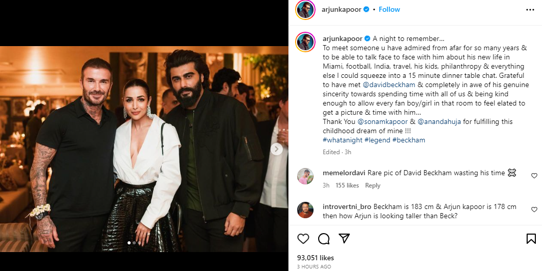 Arjun Kapoor and Malaika Arora with David Beckham at Sonam Kapoor and Anand Ahuja's Party