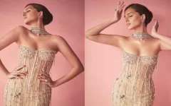 Tara Sutaria Radiates Magic in a Jaw-Dropping, Bedazzled Nude Gown—A Showstopper that Spells Pure Elegance and Glamour!