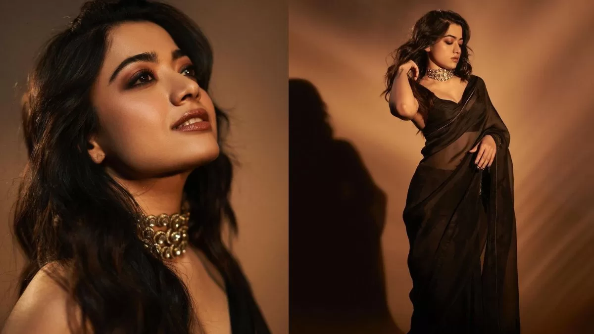 Rashmika Mandanna Stuns in Sheer Black Saree, Redefining Elegant Fashion