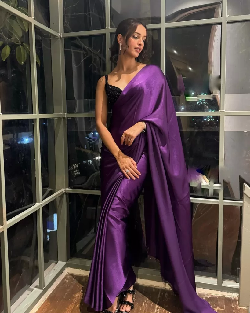 Tripti Dimri's Viral Elegance: A Royal Purple Satin Saree Sparks National Crush Title