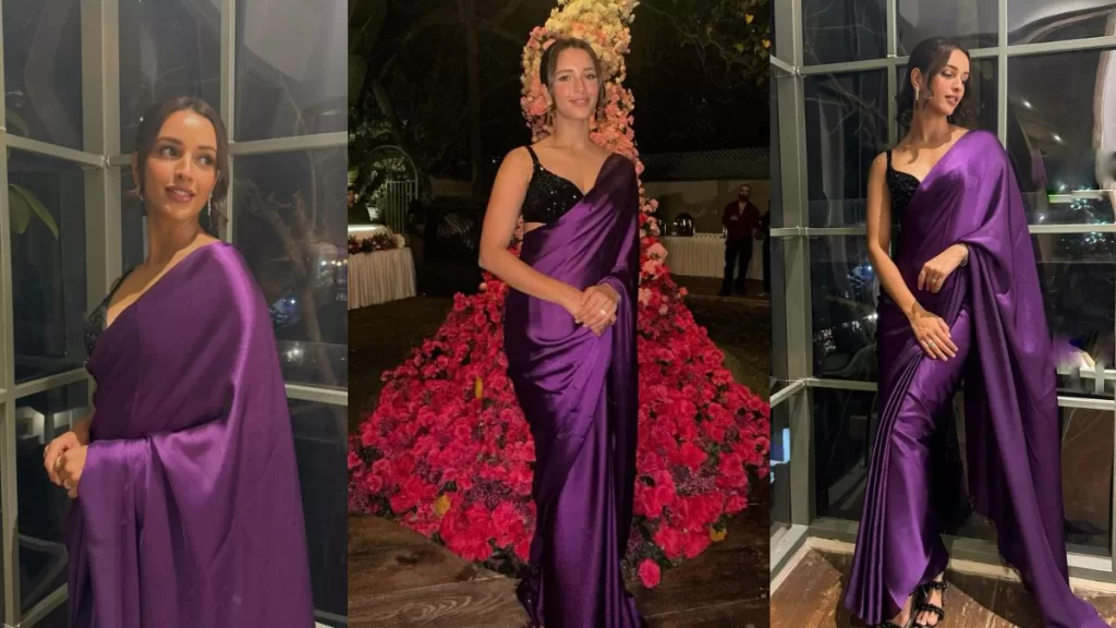 Tripti Dimri's Viral Elegance: A Royal Purple Satin Saree Sparks National Crush Title