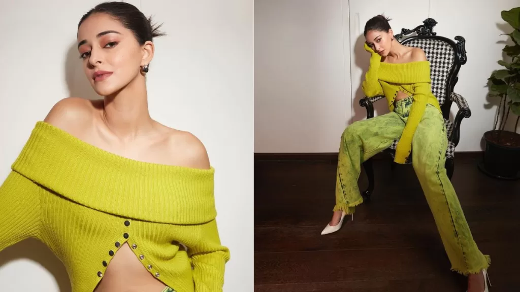 Ananya Panday Radiates Modern Elegance in Vibrant Lime Green and Retro Denim Look