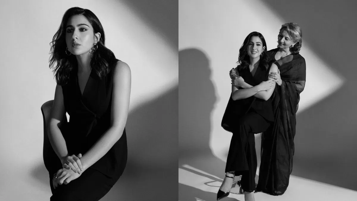 Sara Ali Khan and Sharmila Tagore Steal the Spotlight Twinning In Royal Black Stylish Collaborative For A Fashion Shoot