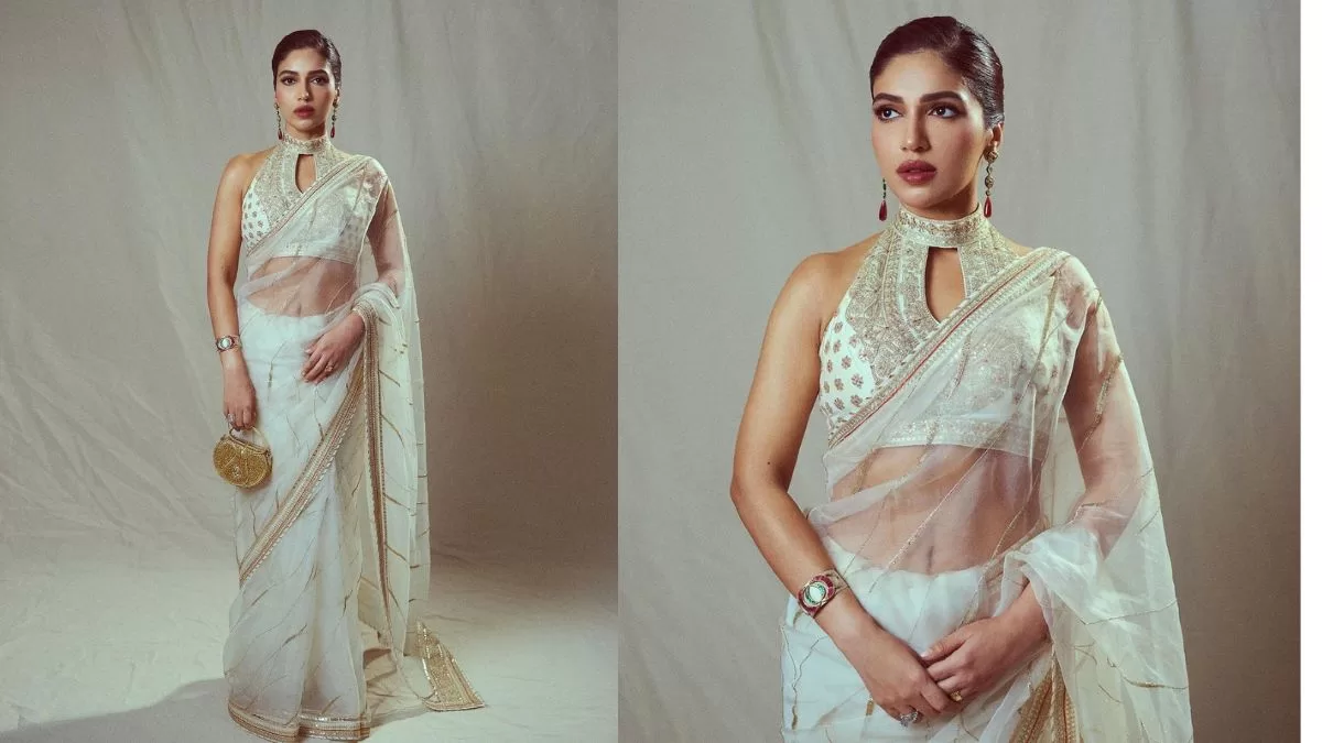 Bhumi Pednekar Stuns in White and Gold Saree Ensemble, Setting Shaadi Season Fashion Goals