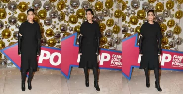 Sonam Kapoor Slays in Edgy Black Sweater Dress, Leather Gloves at POP Art Event