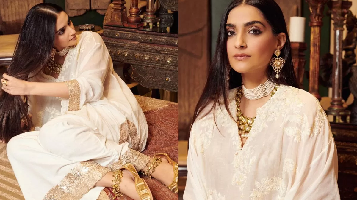 Sonam Kapoor's Enchanting All-White Ensemble Breaks the Internet: Anamika Khanna's Creation and Dazzling Accessories