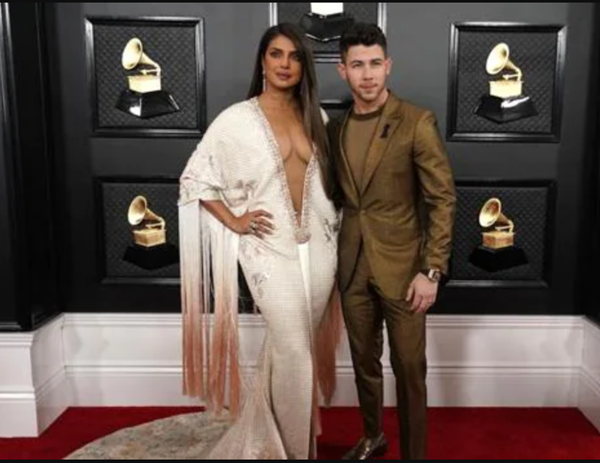 Priyanka Chopra in a Ralph and Russo's gown at Grammys