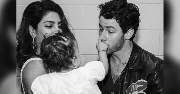 Priyanka with Nick and their daughter Malti Marie