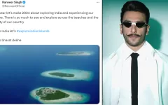 Ranveer singh accidentlly posts maldives pic instead of posting lakhadweep pic