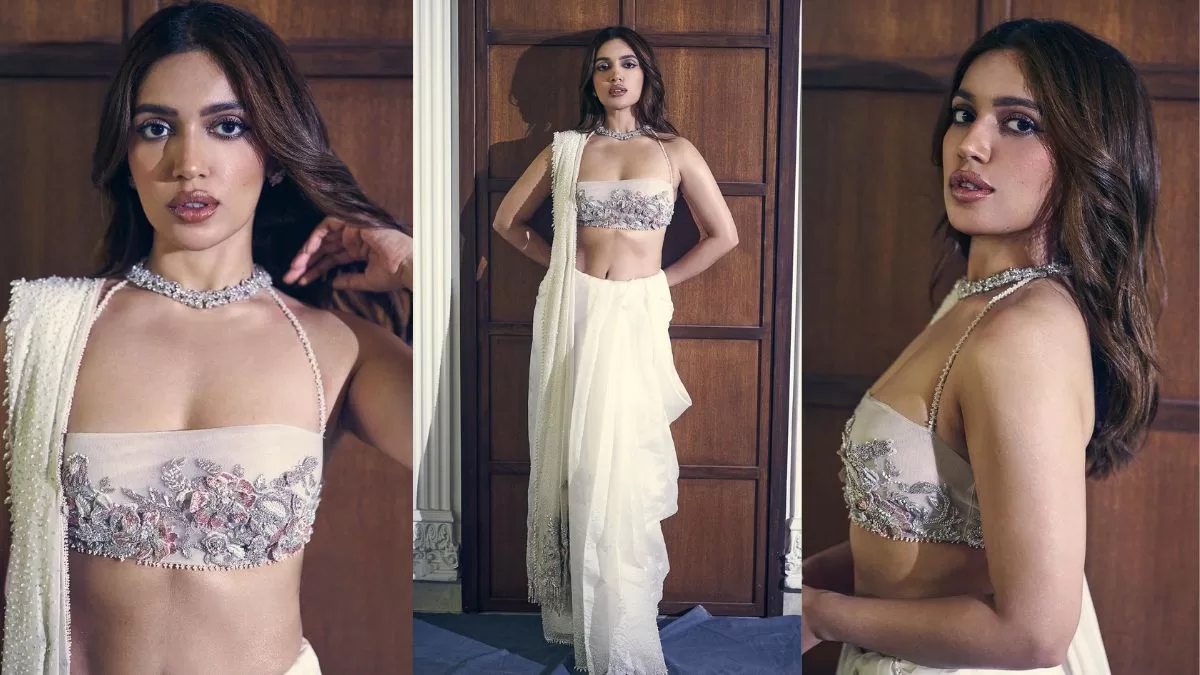 Bhumi Pednekar Slays in Dope Front Open White Saree with Killer Tube Blouse And Accessories!