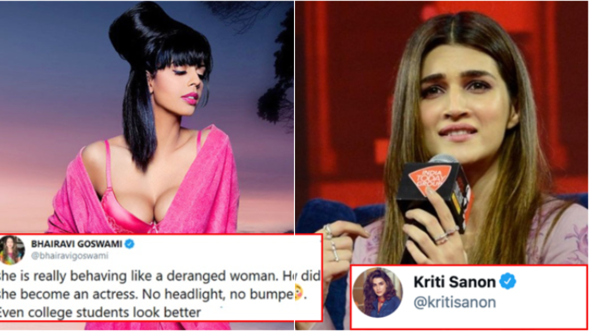 kriti sanon gives a strong reply to bhairavi goswami, as she remarks later sating no headlights and no headlight and bumper