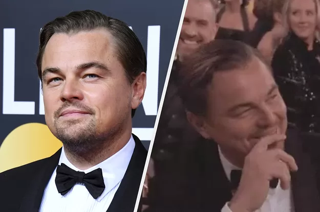 Leonardo DiCaprio chuckling at Golden Globes (2020)