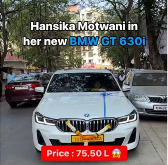 Hansika motwani rides a new BMW car