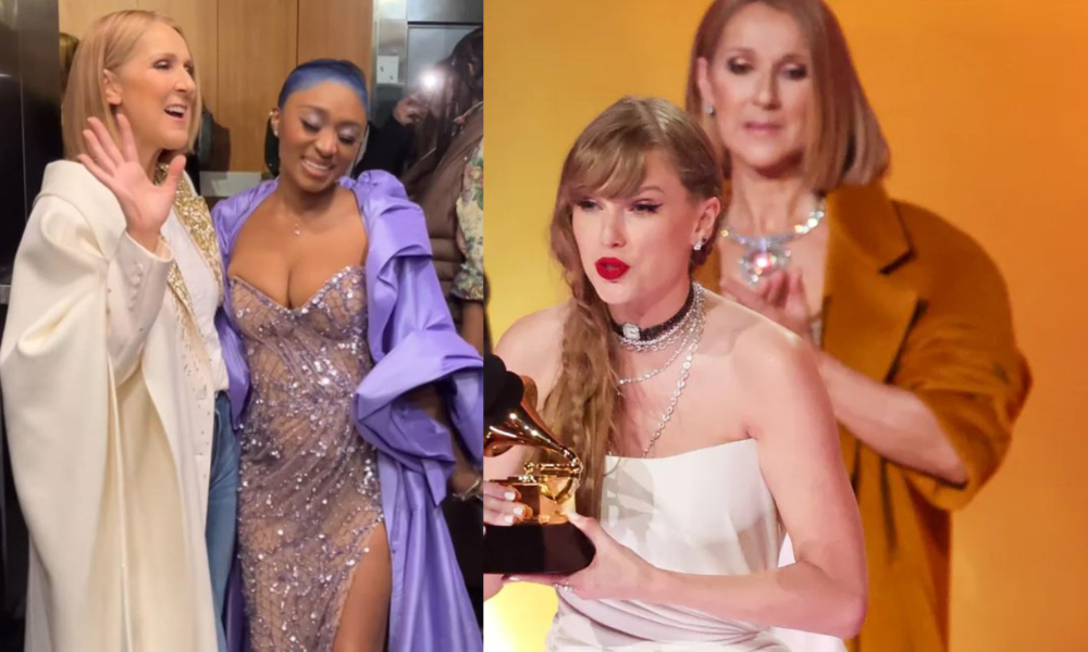 Celine Dion Hands Out Grammy to taylor Swift