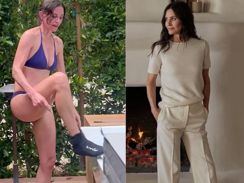 Courteney Cox takes ice cold plunge