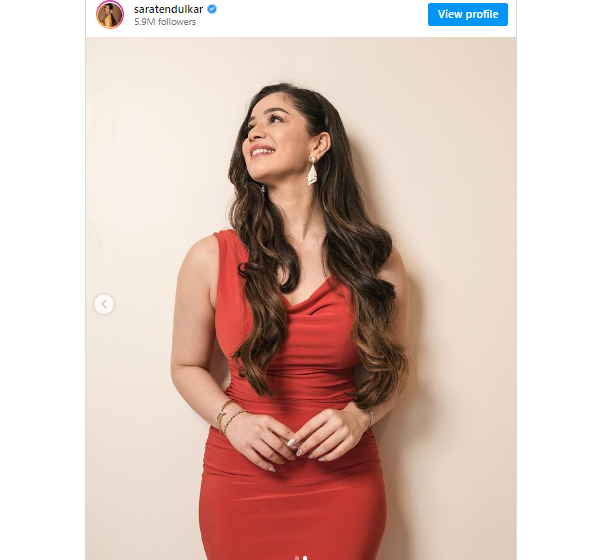 sara tendulkar shines in red outfit on valentine's day