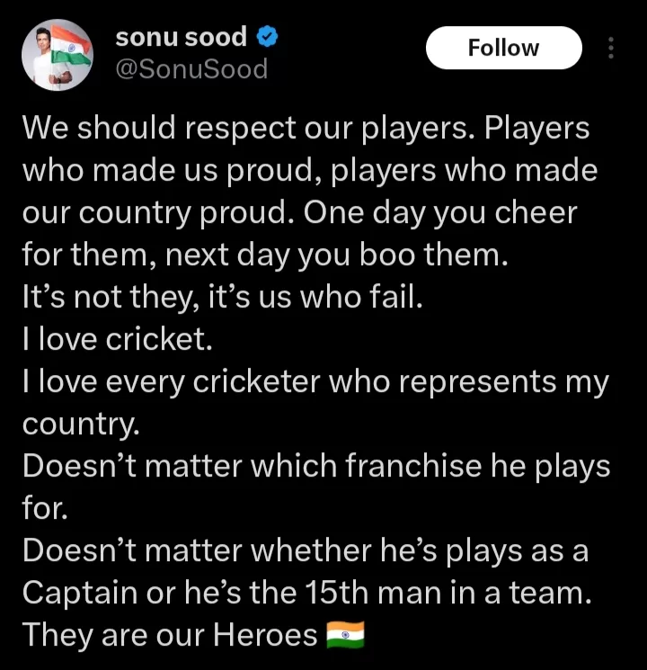 Sonu Sood's Tweet 