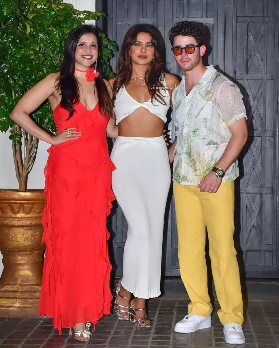 With her husband Nick Jonas, Priyanka Chopra attends her cousin Mannara Chopra's birthday party.