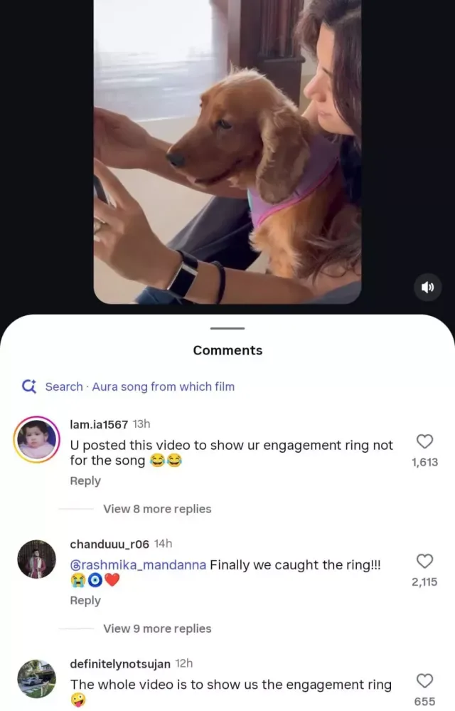 Rashmika Mandanna flaunting her Diamond ring